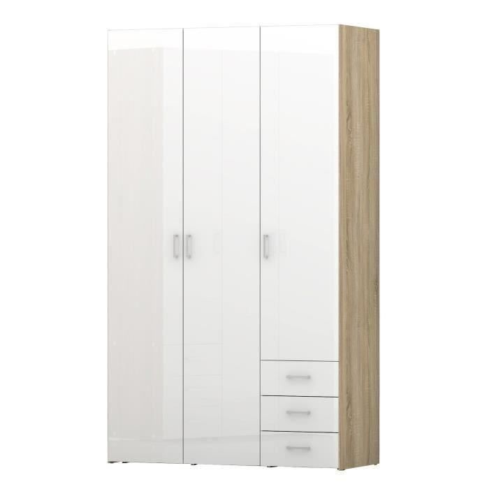Space Armoire De Chambre Style Contemporain Decor Chene Et Blanc