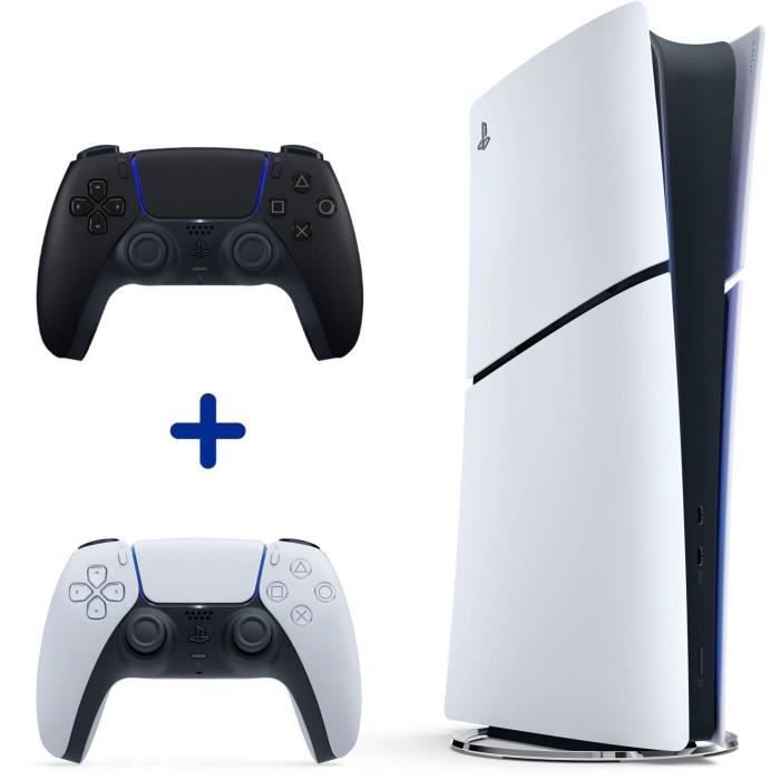Pack PS5 Digital : Console PlayStation 5 (modèle Slim) + 2ème manette DualSense Noire