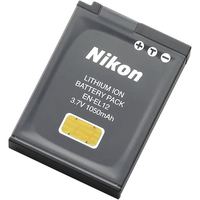 NIKON Batterie EN-EL12 pour Coolpix S6000/S7000/S8000/S9000/AW100/W300/A1000/A900/B600