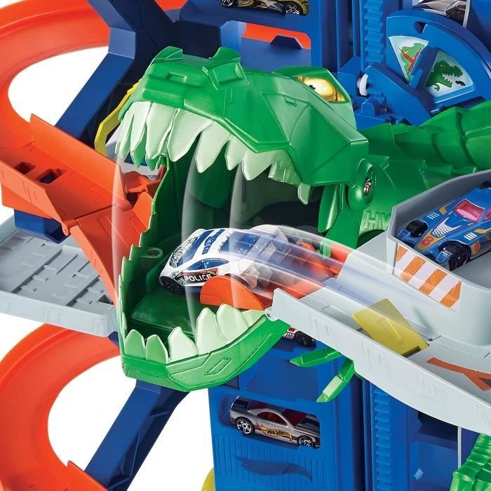 Hot Wheels City Un Dino au Garage, coffret de jeu pour petites