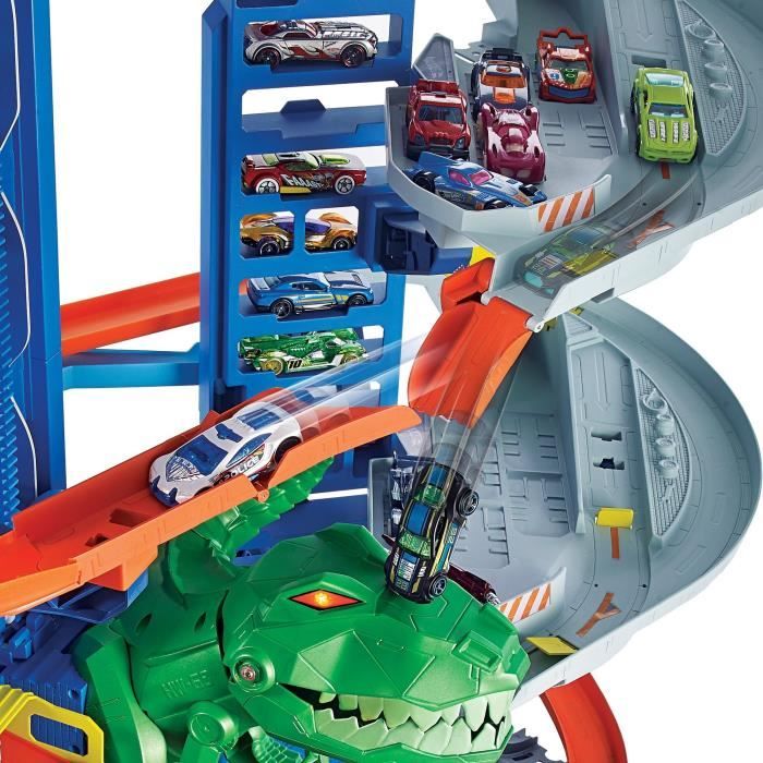 Garage Hot Wheels - Super Dino Robot - 100 places de parking - 90