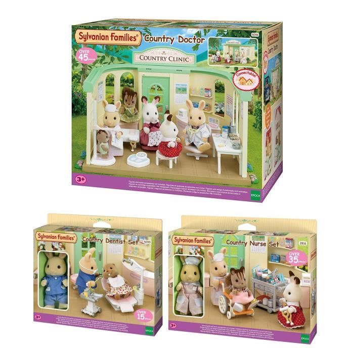 SYLVANIAN FAMILIES 5096 Cabinet médical + 5095 Dentiste + 5094 Infirmière