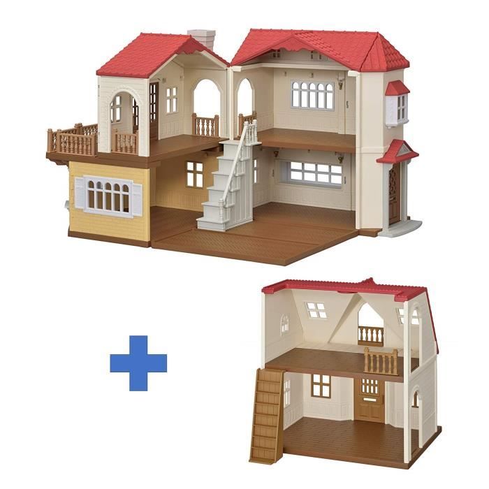 SYLVANIAN FAMILIES 5302 La Grande Maison Éclairée + 5303 Le Cosy Cottage du  Village - Cdiscount Jeux - Jouets