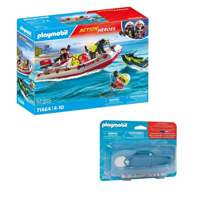 PLAYMOBIL 71464 Bateau de pompier + Moteur 5159