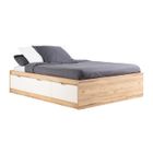 BRAND Lit adulte scandinave 3 tiroirs décor chêne et blanc mat - l 140 x L 190 cm VANKKA