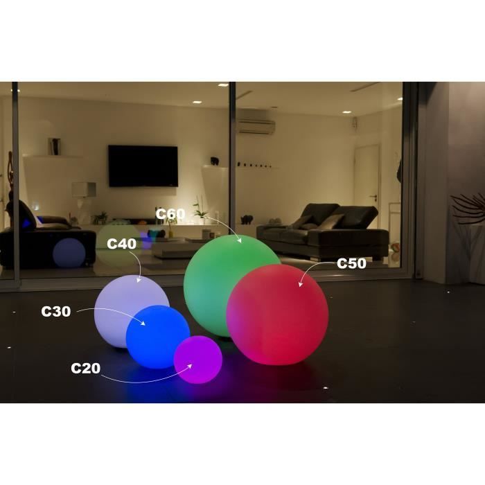 Lampe d'ambiance Lumisky Lot de 2 boules lumineuses sans fil LED BOBBY Blanc Polyéthylène D30CM