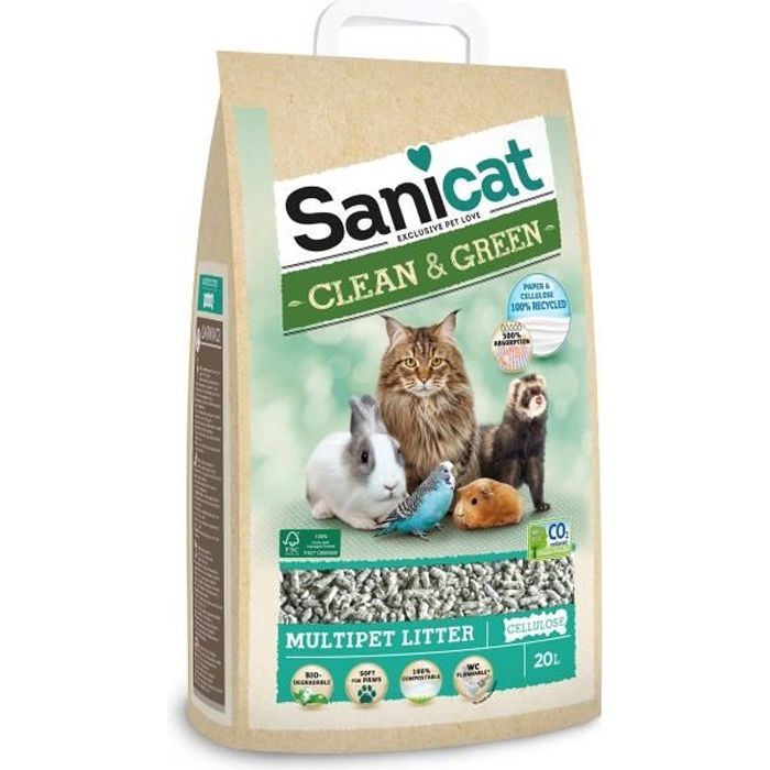 SANICAT Litière cellulose compostable et recyclable - Pour chat SANICAT Litière cellulose compostable et recyclable - Pour chat