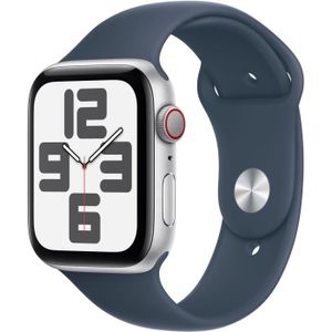 MONTRE CONNECTÉE Apple Watch SE GPS + Cellular - 44mm - Boîtier Silver Aluminium - Bracelet Storm Blue Sport Band - S/M