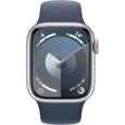 Apple Watch Series 9 GPS - 41mm - Boîtier Silver Aluminium - Bracelet Storm Blue Sport Band - S/M-1