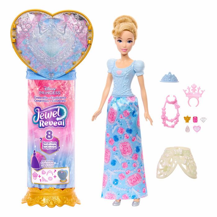 Poupée - DISNEY PRINCESSES - JHL50 - Cendrillon Princesse Reveal - Sceptre à déverrouiller - Accessoires surprises - Licence Disney