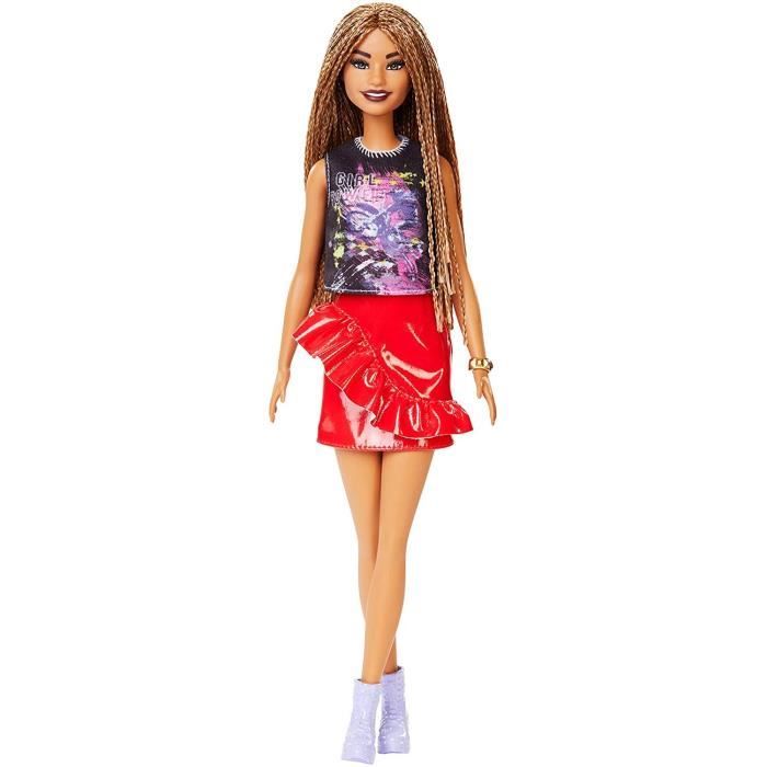 Poupée Barbie Fashionistas : Jupe rose et boléro en jean
