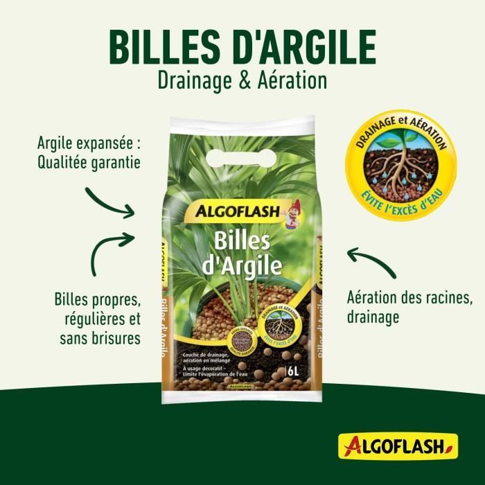 Algoflash Palline D'Argilla Per Piante - 6L | Drenaggio E Protezione Per Vasi