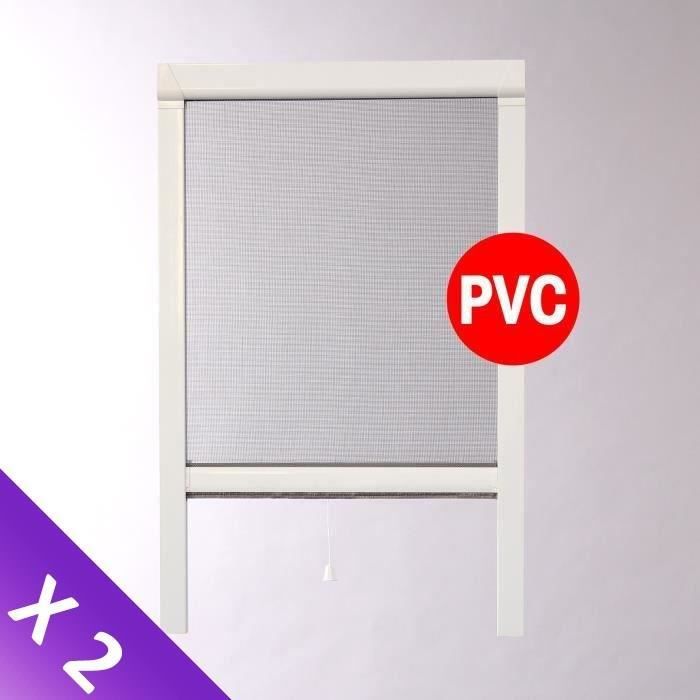 Moustiquaires de fenêtre en PVC L80 x H100 cm - Lot de 2 - Recoupable en largeur et hauteur