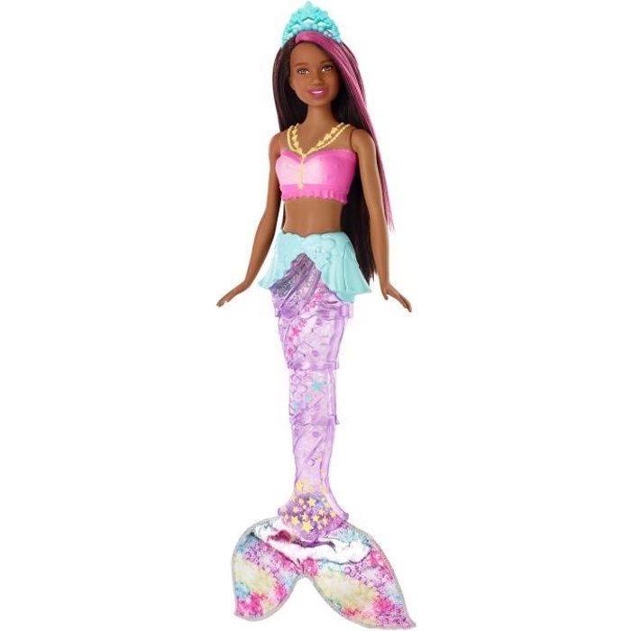 BARBIE Dreamtopia Sirène Lumières et Danse Aquatique Brune - Cdiscount Jeux  - Jouets