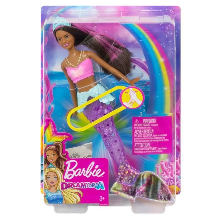 BARBIE Dreamtopia Sirene Lumieres et Danse Aquatique Brune Cdiscount Jeux Jouets