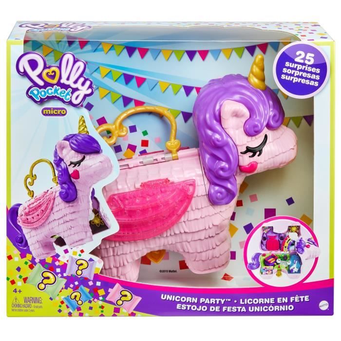 Polly Pocket - Sac Licorne Surprises - Piñata Licorne Féérique + de 25  accessoires