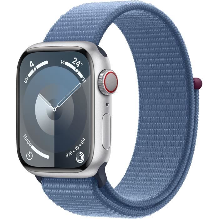 Apple Watch Series 9 GPS + Cellular - 45mm - Boîtier Silver Aluminium - Bracelet Winter Blue Sport L