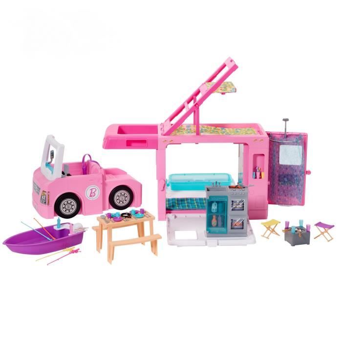 Barbie - Camping-Car de Rêve 3-en-1 - 55 cm - Dès 3 ans - 50 Accessoires