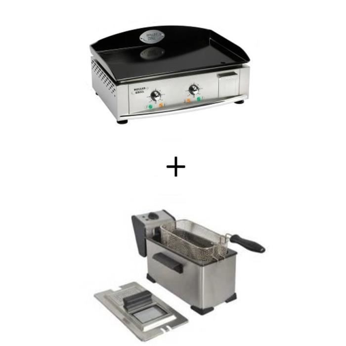 ROLLER GRILL Plancha 600E éléctrique + KITCHENCHEF Friteuse électrique