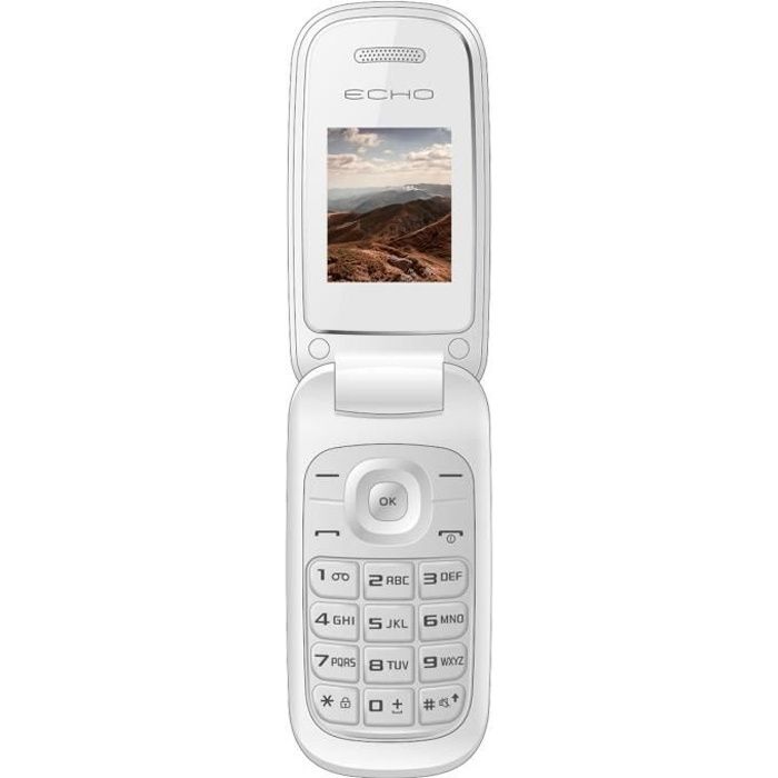 Téléphone mobile Clapet ECHO Mobile Clap Plus Blanc - Double SIM, Appareil photo VGA + Flash, Navigateur Web
