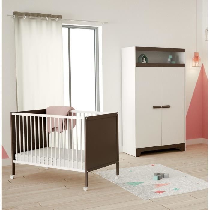 Chambre Fanny Lit Et Armoire Taupe Cdiscount Puericulture Eveil Bebe