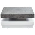 VEGAS Table basse pivotante contemporain effet béton et blanc laqué brillant - L 75 cm-1