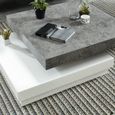 VEGAS Table basse pivotante contemporain effet béton et blanc laqué brillant - L 75 cm-2