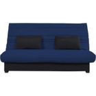 Banquette Clic clac DUNLOPILLO - Tissu Indigo - L 194 x P 98 x H 100 cm - 2 coussins Noir
