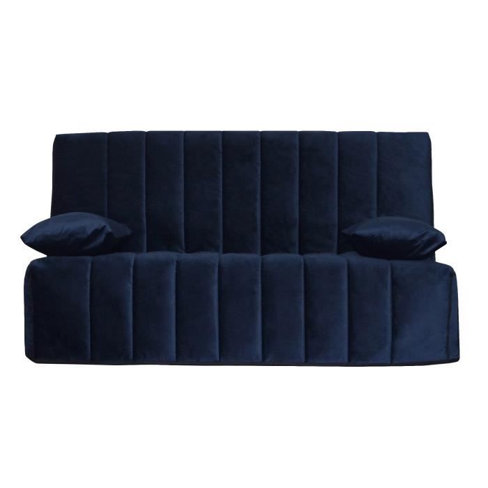 ops 100 francais ronda banquette clic clac velours bleu couchage quotidien l190 x p95 x h98 cm cdiscount maison