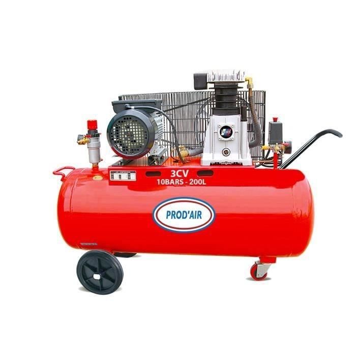 PROD’AIR Compresseur d'air 200L horizontal 3cv 10 bars 230V - Cdiscount ...