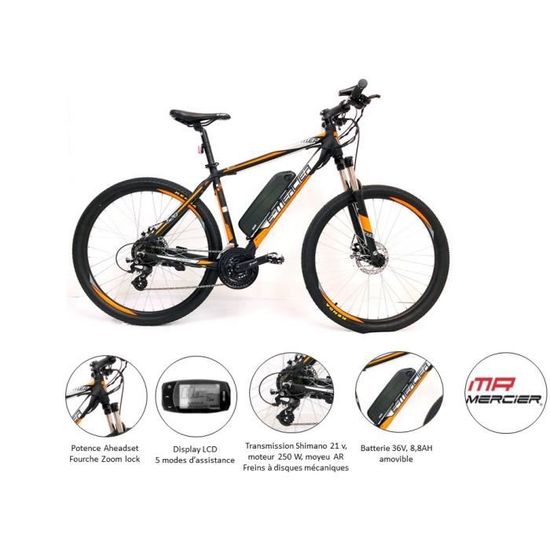 Mercier Velo Electrique E Vtt E Bike Alu Fourche Telescopique 21 Vitesses 27 5 Prix Pas Cher Cdiscount