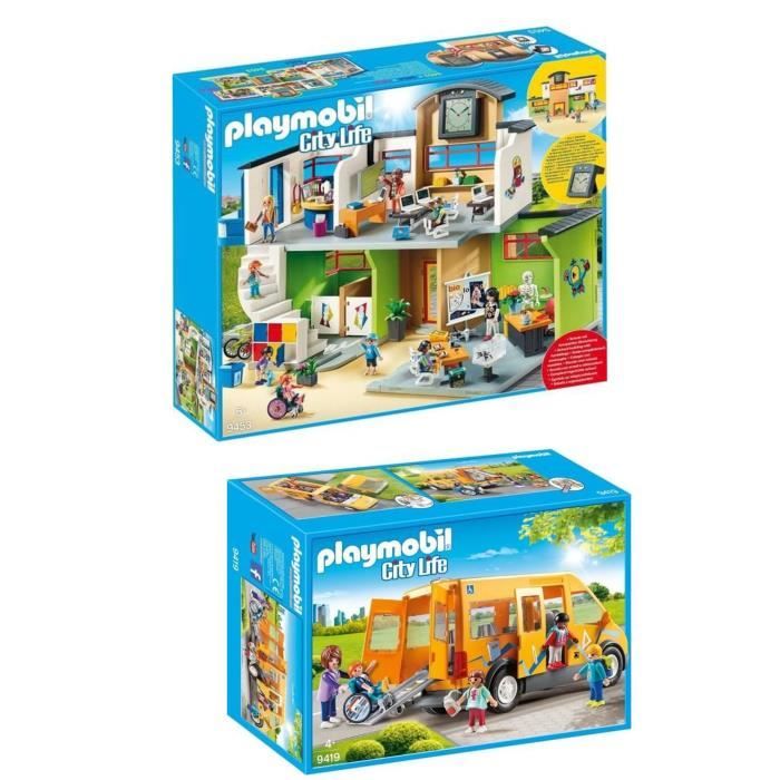 Playmobil Pack 9453 Ecole Amenagee 9419 Bus Scolaire Achat