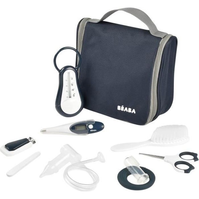 Jané Set Igiene Neonato Basic con Beauty Case, Pettine, Spazzola Setole Naturali, Forbicine, Tagliaunghie, Lime e Spazzolino Silicone, Beige