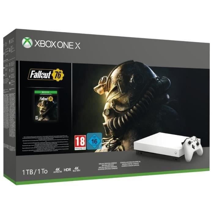 Console Microsoft Xbox One X 1 To + Fallout 76 Blanc - Reconditionné - Etat correct