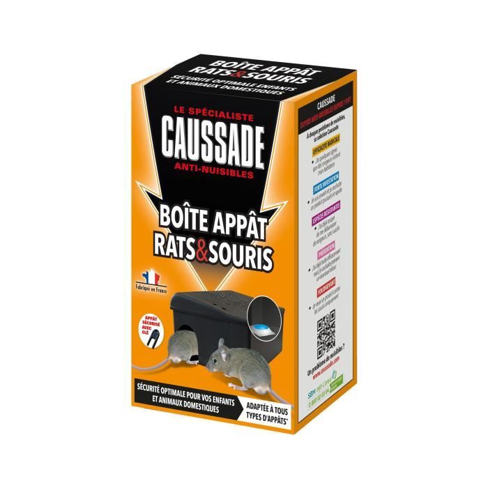 Boite appat Rats & Souris avec cle de Fermeture - CAUSSADE - Noire - L 17 5cm x l 11cm x H 26cm - CARBAVCLEN