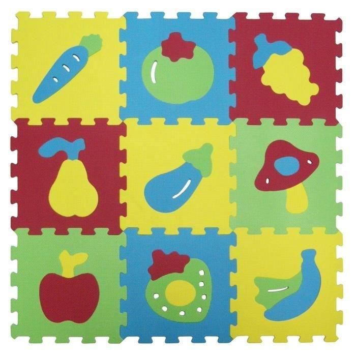 LUDI Dalles en Mousse Basic Fruits + Dalles Mousse Animaux Petit Modèle -  Tapis puzzle - Taille 90 x 90 cm - Cdiscount Puériculture & Eveil bébé