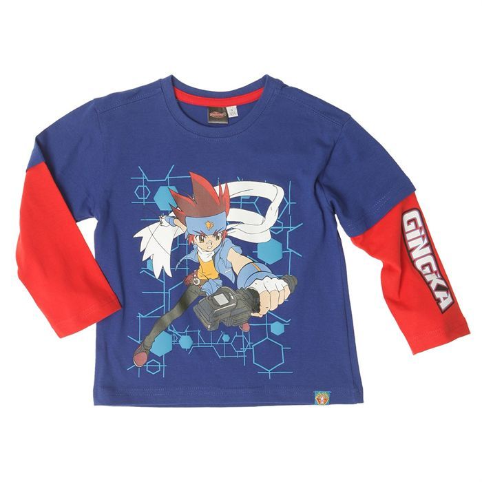 Beyblade T-SHIRT MANCHE COURTE BLEU TOUPIE BEYBLADE GARCON ENFANT 2 ANS 24 mois NEUF 