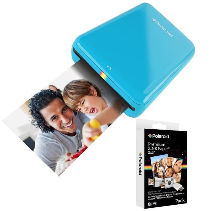 Pack POLAROID Recharge papier pour ZIP (x20p) + POLAROID ZIP Bleu Imprimante mobile iOS