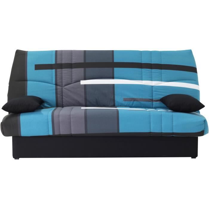 Clic clac 3 places DREAM - Tissu 100% Coton imprimé Piste Bleu - Couchage 125x190 cm - L190 x P92 x 