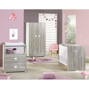 CHAMBRE COMPLÈTE BÉBÉ BABYPRICE Chambre complète Smile chêne Silex : Lit