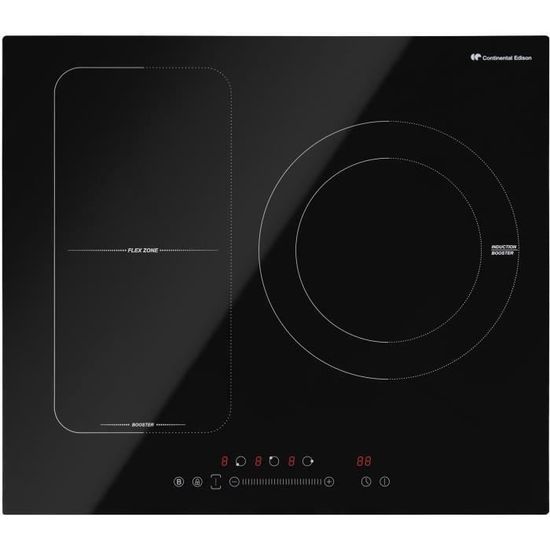 Plaque de cuisson induction CONTINENTAL EDISON 3 foyers L59 x P52 cm CETI3BFLEX