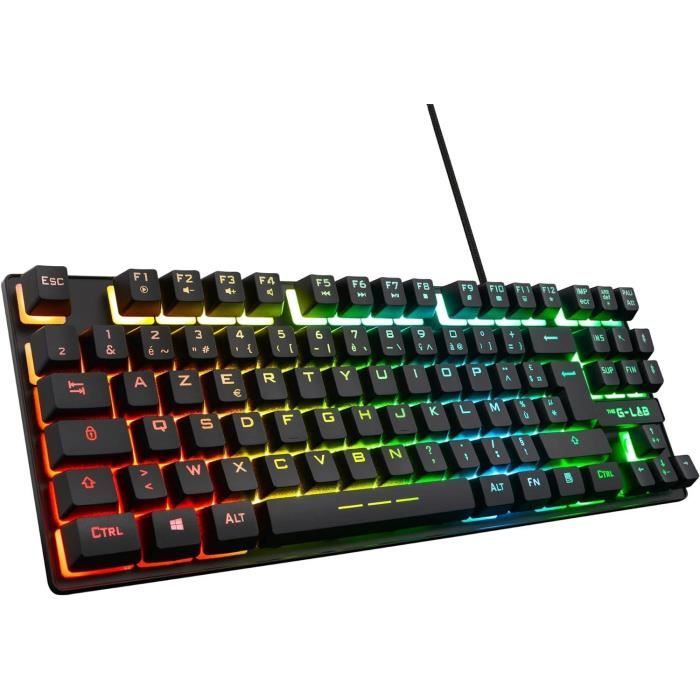 Clavier Gaming - AZERTY - THE G-LAB - Keyz CAESIUM-TKL - Sans Pavé  Numérique - Rétroéclairé - Noir