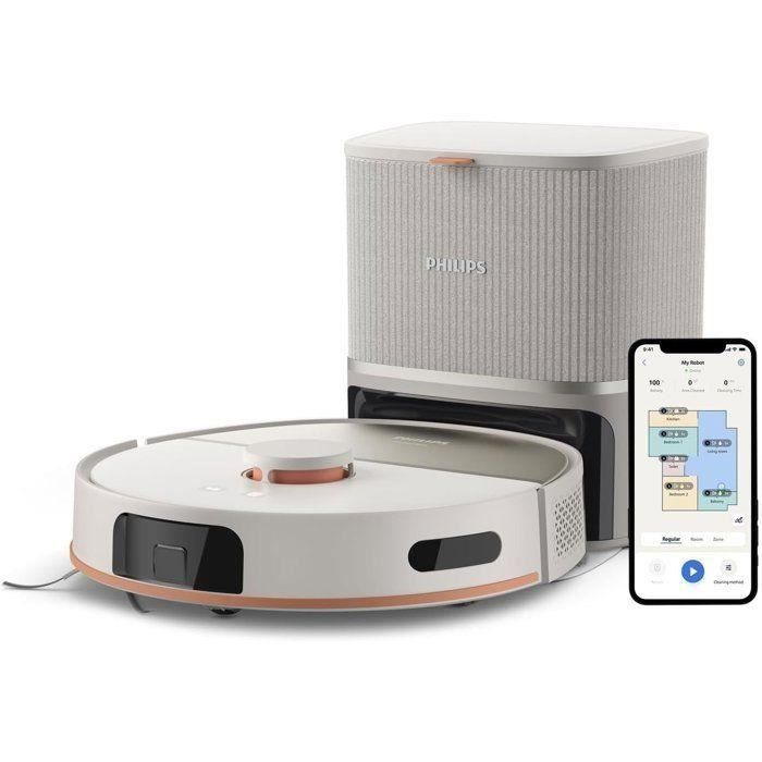 Aspirateur robot laveur avec station - PHILIPS - XU5100/20 - Série 5000 - 10 000 Pa - ≤ 66 dB - Beige