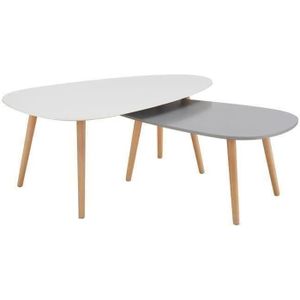 TABLE BASSE KIVI Lot de 2 tables basses gigognes scandinave bl