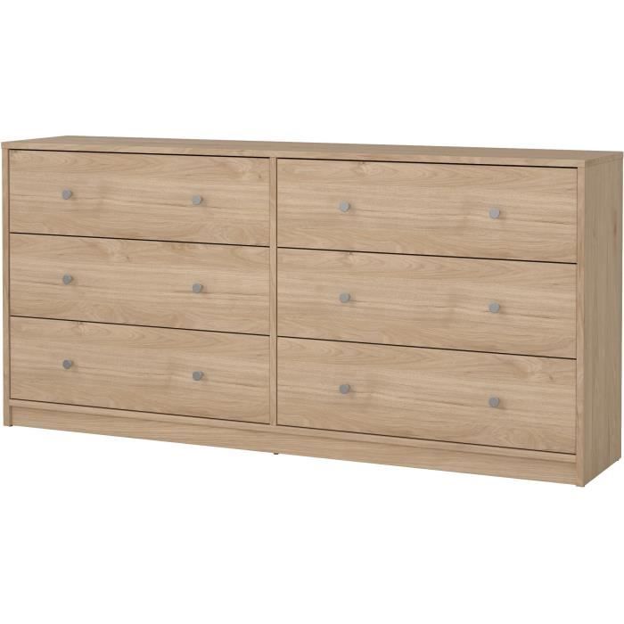 Commode OREGON 2x 3 tiroirs Décor 143 x P 30 x H 68 cm