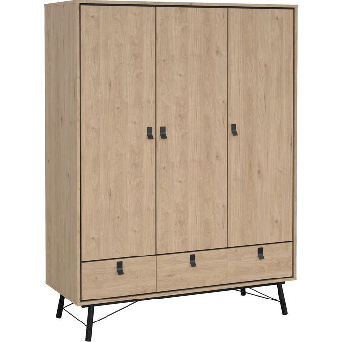 Armoire de chambre - RY - Chêne Jackson Hickory - 3 portes - 3 tiroirs - 1502 x 601 x 2004 cm