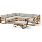 BOCARNEA Salon de jardin d'angle modulable - Bois d'acacia - 9 personnes - LEVATA XXL - Gris de lin + Housse