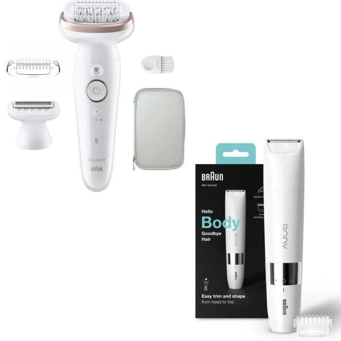 BRAUN Épilateur Silk-Epil SES9-030 + BRAUN Mini-tondeuse corps BS1000