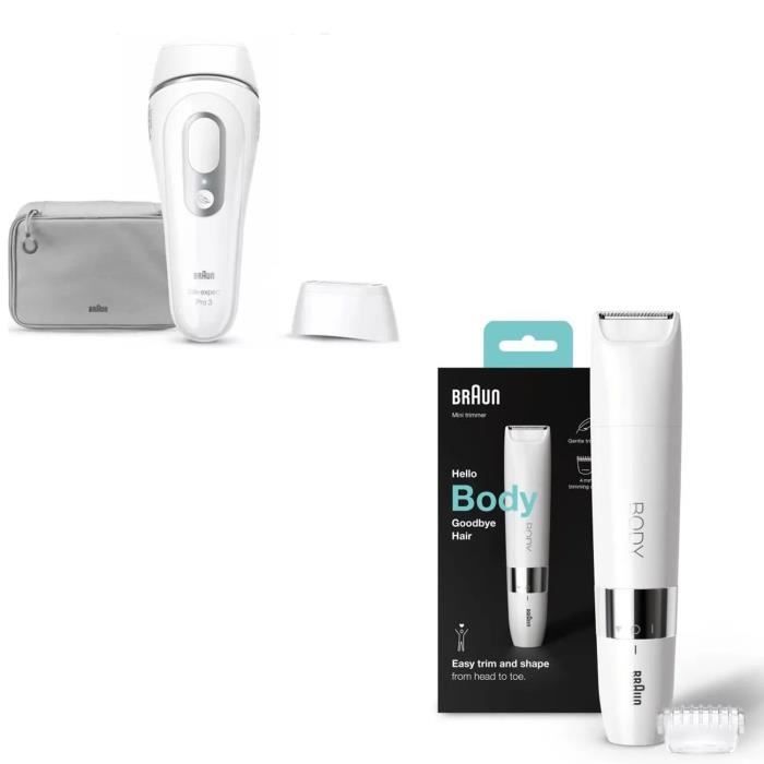 BRAUN Épilateur IPL PL3020 + BRAUN Mini-tondeuse corps BS1000