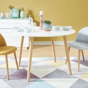 Table ronde + allonge RUBEN Blanc /béton - Table BUT